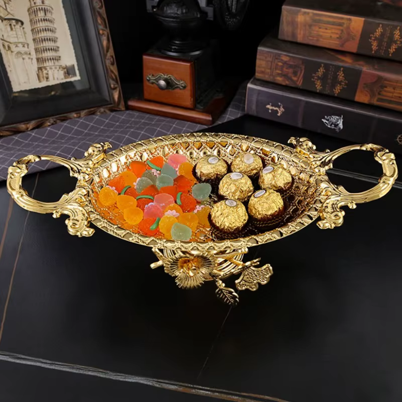 Plateau à fruits en métal d'art de fer Vintage européen