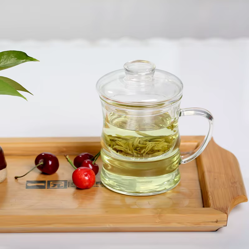 Tasses à thé domestiques en verre transparent épais, Design en bambou, service à thé de bureau haut de gamme, résistance aux hautes températures pour poêle, filtre à thé