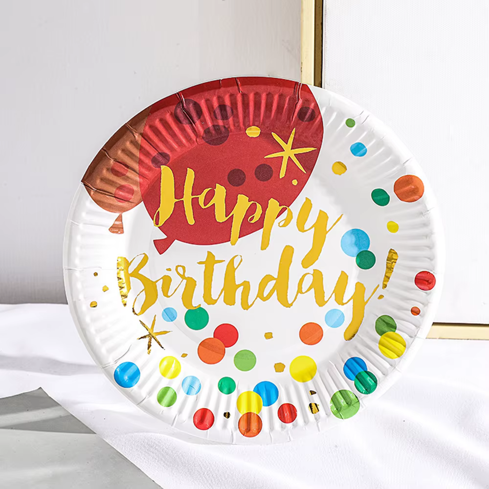 Assiettes rondes en papier jetables multicolores de 7 pouces