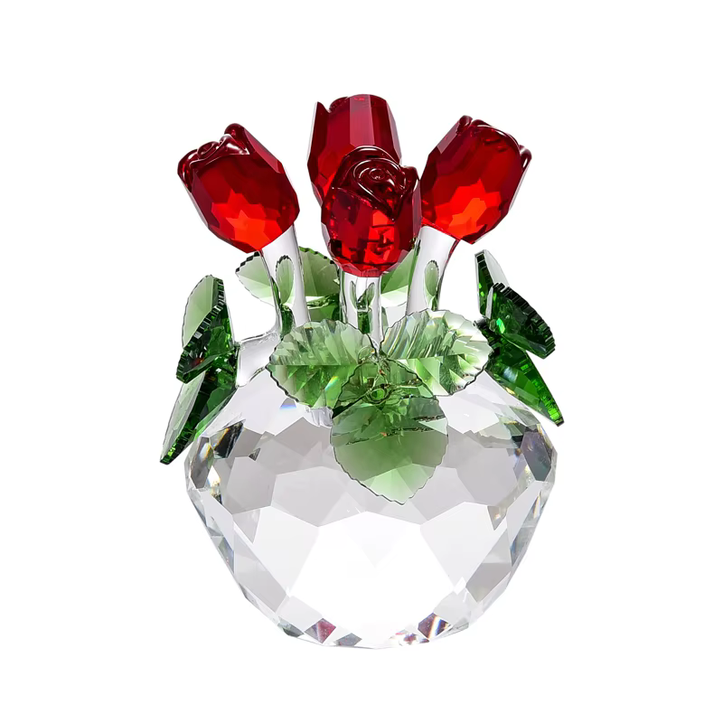 Figurines de roses en cristal