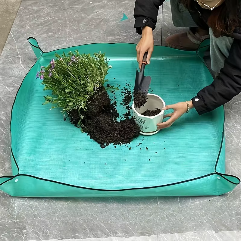 Tapis de jardinage vert pour plantes succulentes et autres plantes - Idéal pour le rempotage, le mélange de terre et l'entretien des plantes sur balcon.