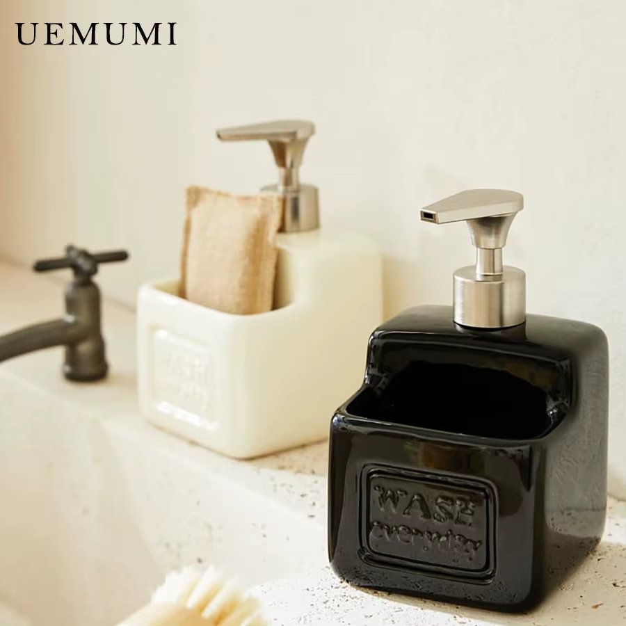 Distributeur de liquide réutilisable en céramique Beige de luxe
