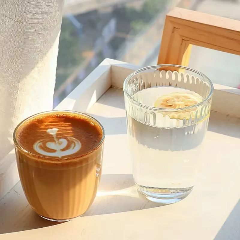 Tasse à Café Glacé au Latte en Verre Transparent