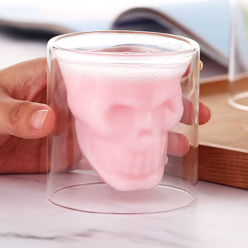 Barre de verre créative Double crâne