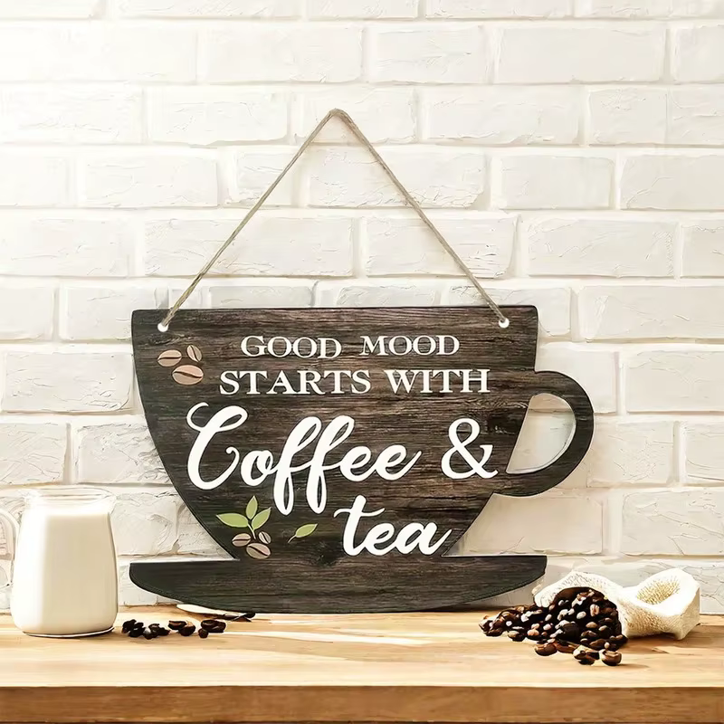 1 ensemble de panneaux de café et de thé rustiques en bois
