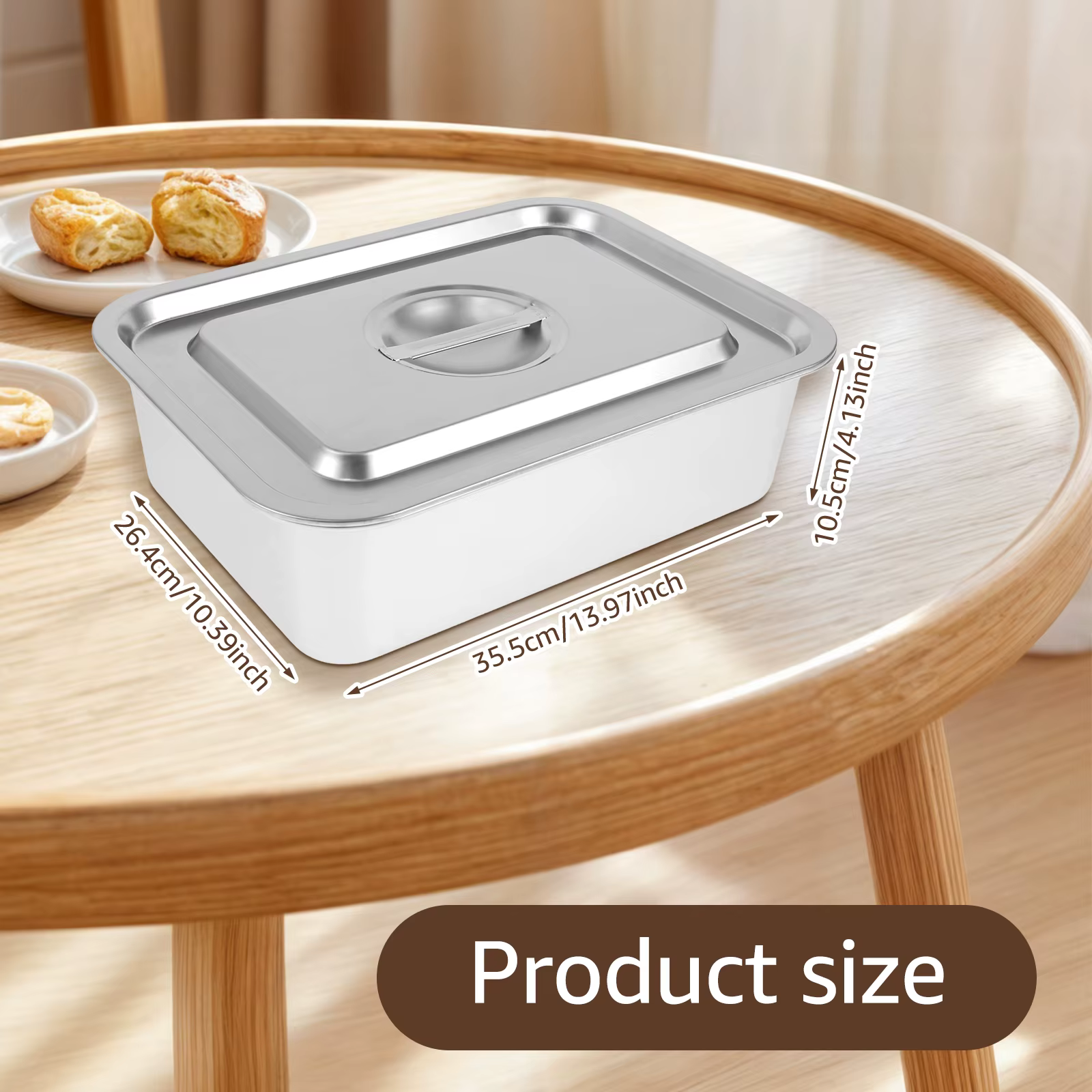 Plateau en acier inoxydable avec couvercles, plateau de four rectangulaire, marmite de cuisson, buffet, réchauds, récipient profond pour aliments, poêle d'hôtel
