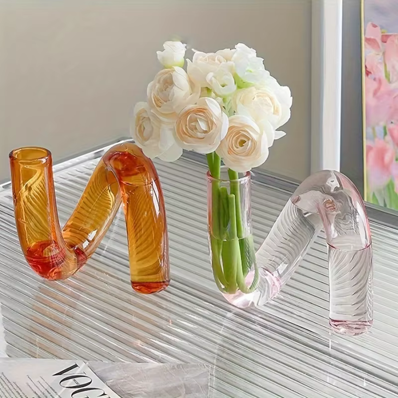 Vase en verre irrégulier nordique | Centre de table transparent moderne pour salle à manger/salon