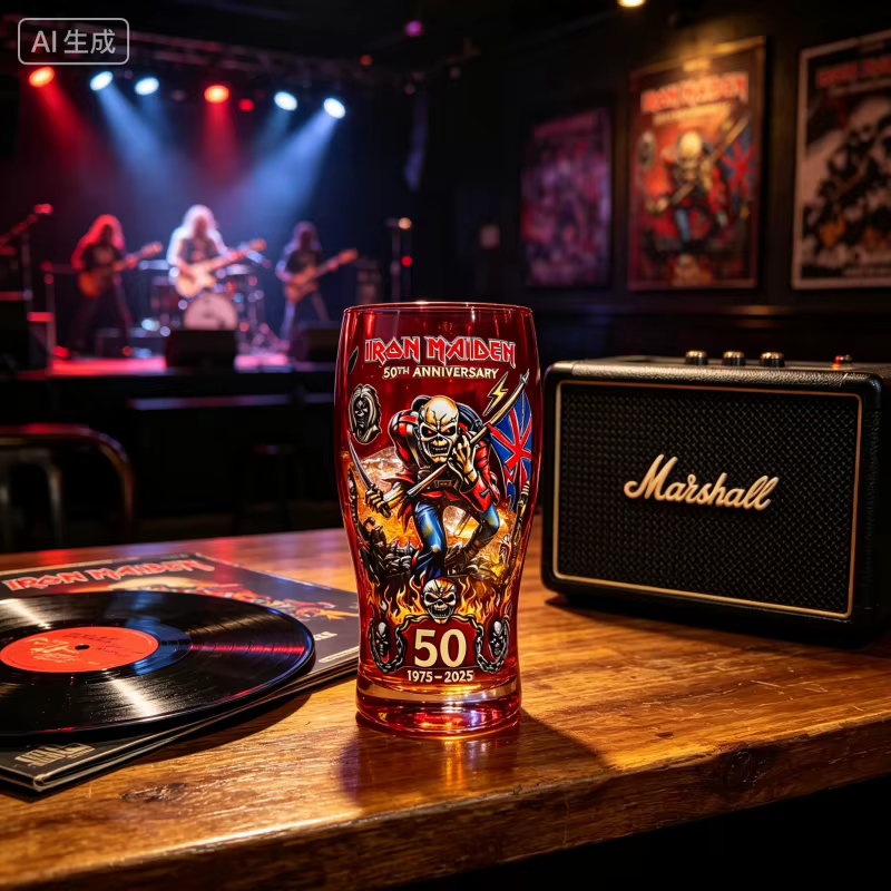Verre à bière sur le thème des groupes de rock