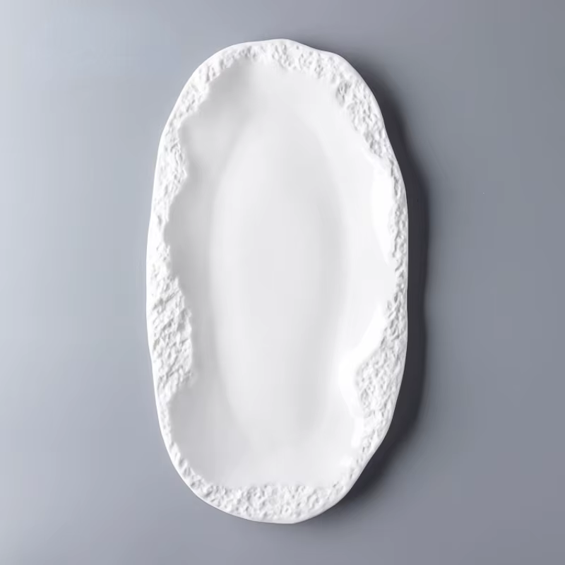 Assiette de nourriture occidentale en céramique avec motif de pierre