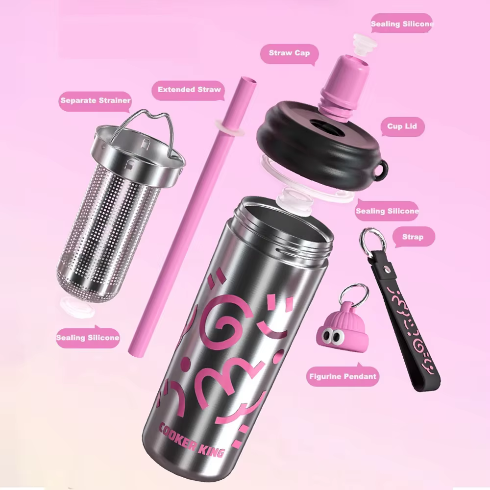COOKER KING Tasse à paille en acier inoxydable 600 ml