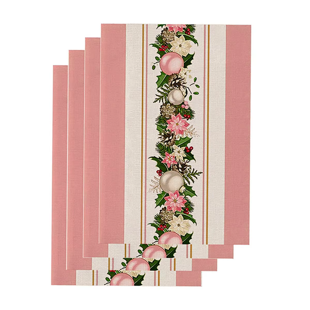 8PCS arbres de noël rose neige napperons