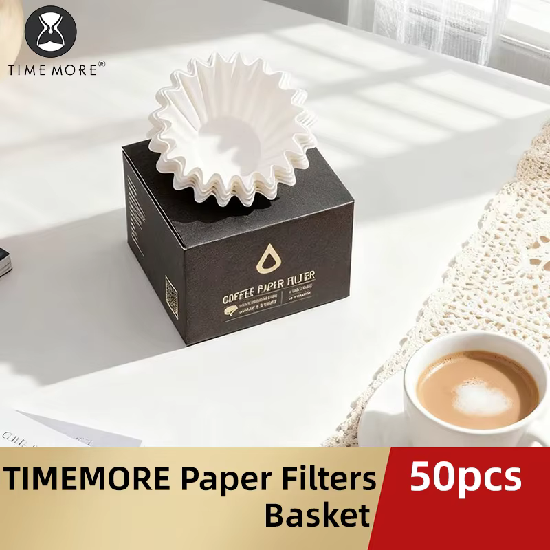 TIMEMORE 1-2 tasses panier café papier filtre verser sur papiers filtrants 50 feuilles; convient au goutteur