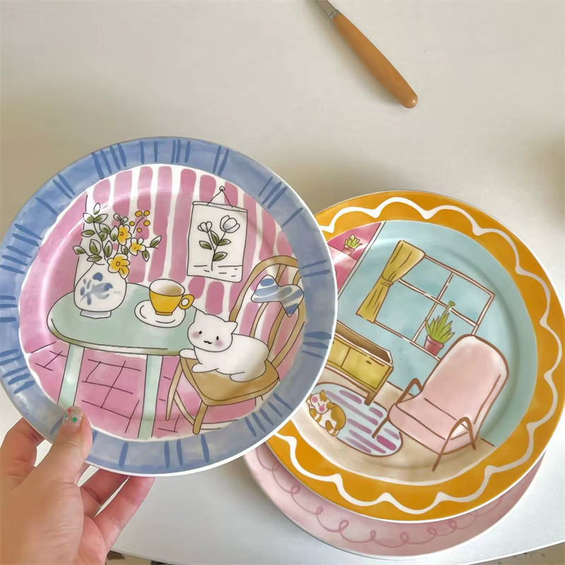 Assiette en céramique mignonne et ludique