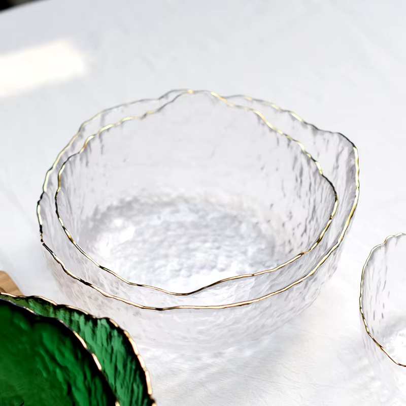 Filles en verre Iceberg de style japonais avec bord doré