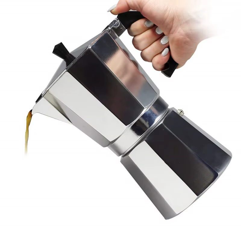 Machine à café en aluminium, Pot à moka, cafetière octogonale en aluminium