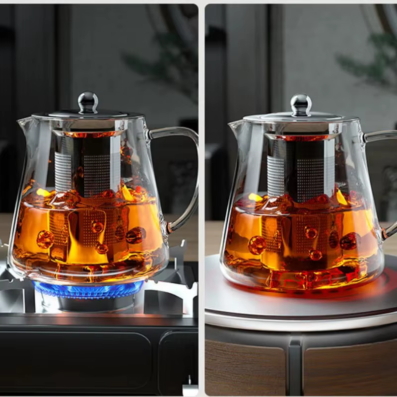 Théière en verre Borosilicate transparent résistant à la chaleur