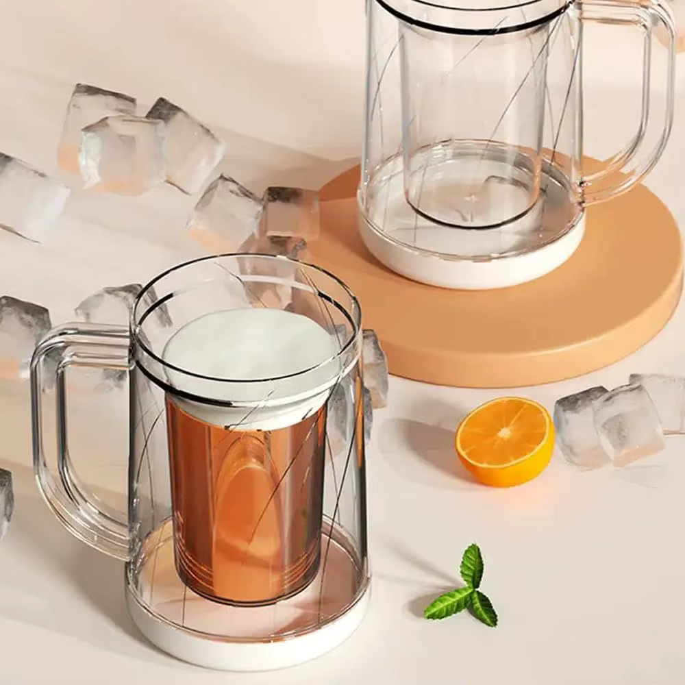 Verre à double couche pour la maison avec poignée
