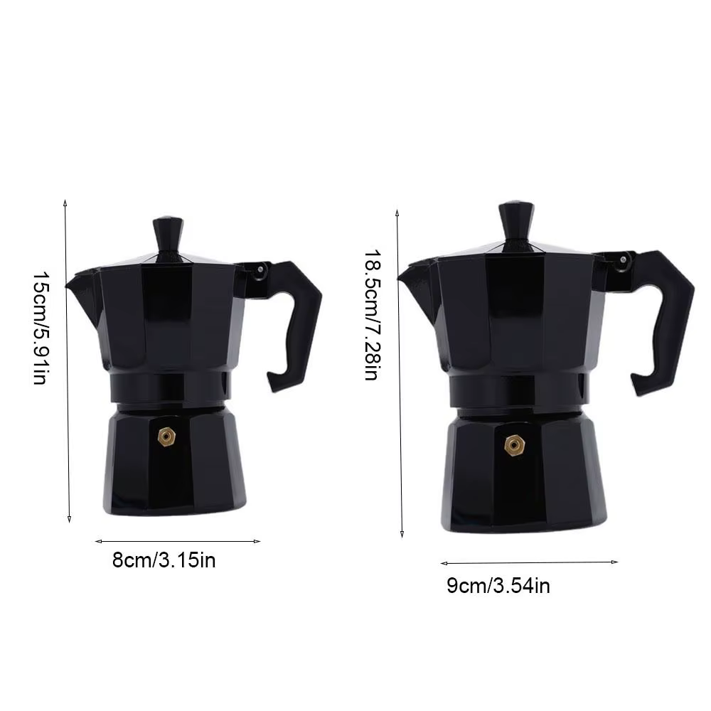 Cafetière Moka noire Vintage avec poignée