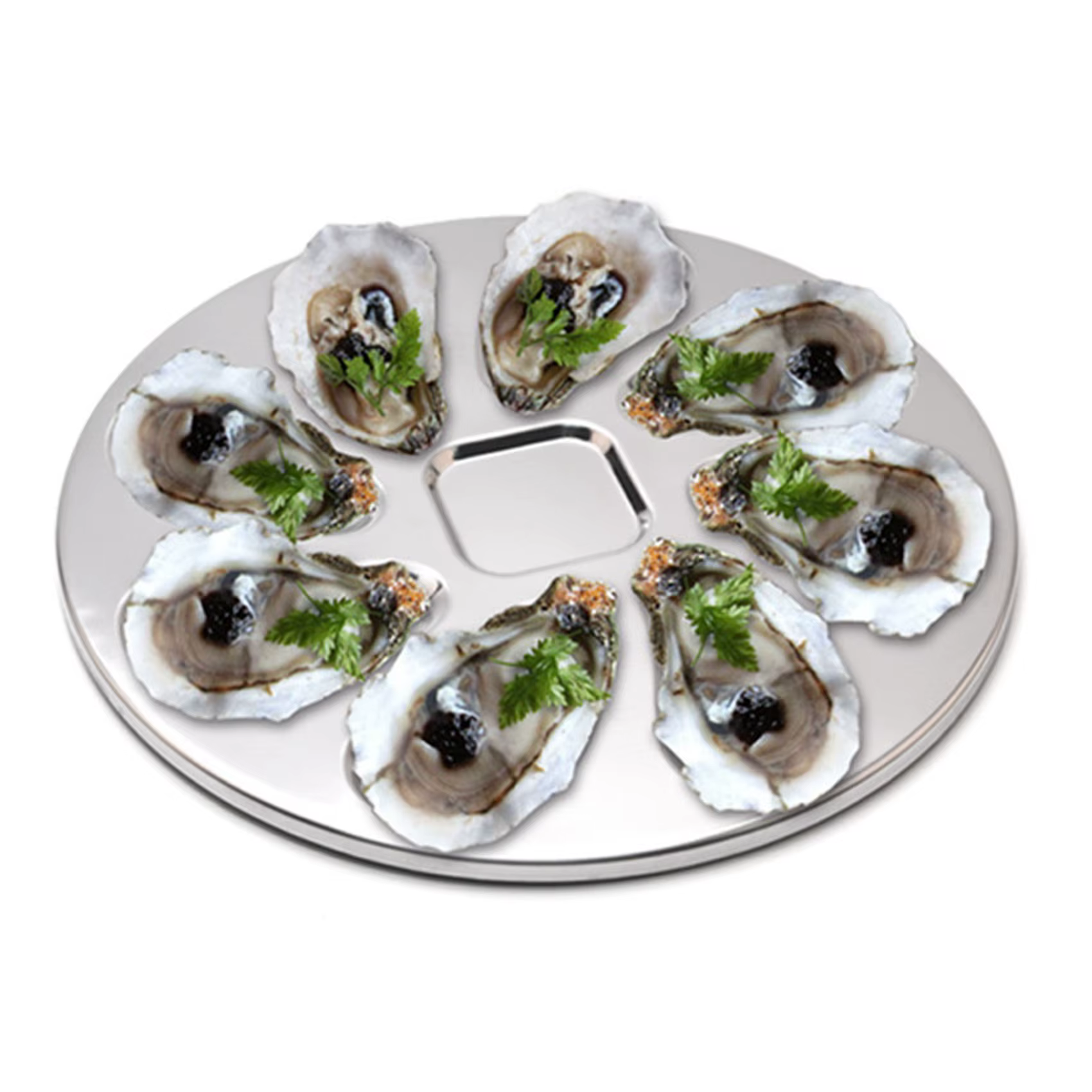 Assiette à huîtres en acier inoxydable AA81-4PCS