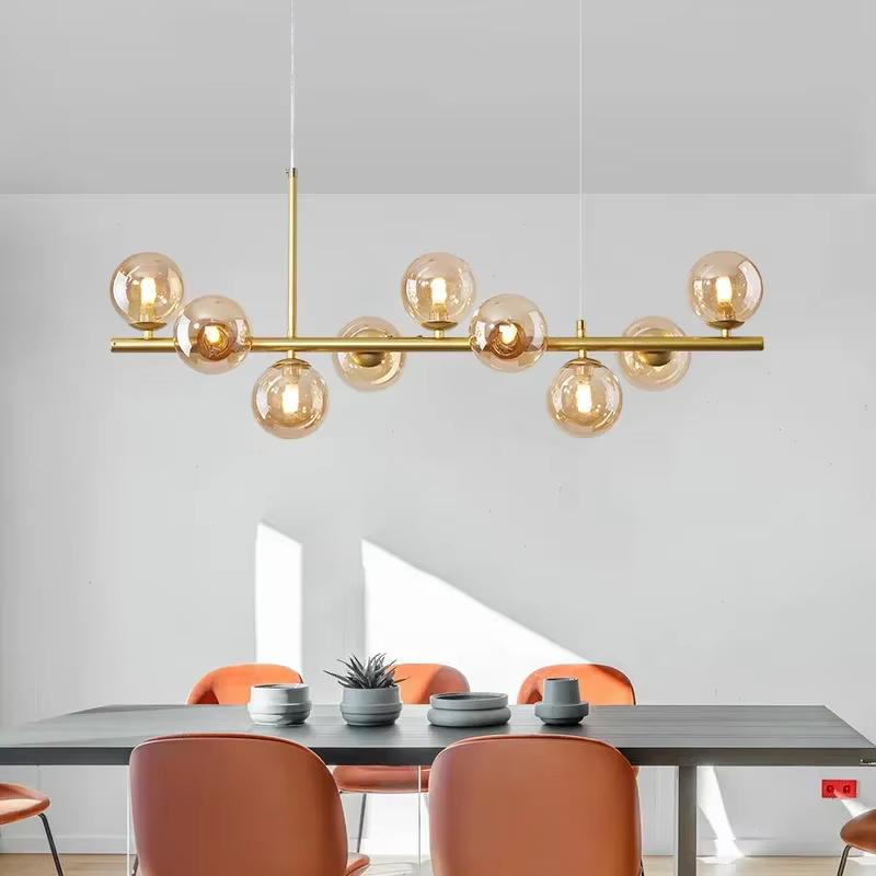 Lustre de plafond boule de verre moderne pour Table à manger salon cuisine île suspension lampe décor à la maison luminaire intérieur