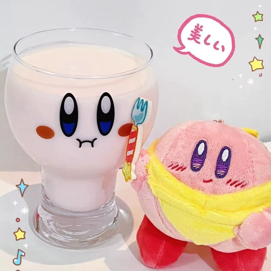 Tasse à eau en verre Kirby, motif dessin animé mignon, grande capacité, pour jus et lait, nouvelle collection, design créatif exquis, ensemble familial