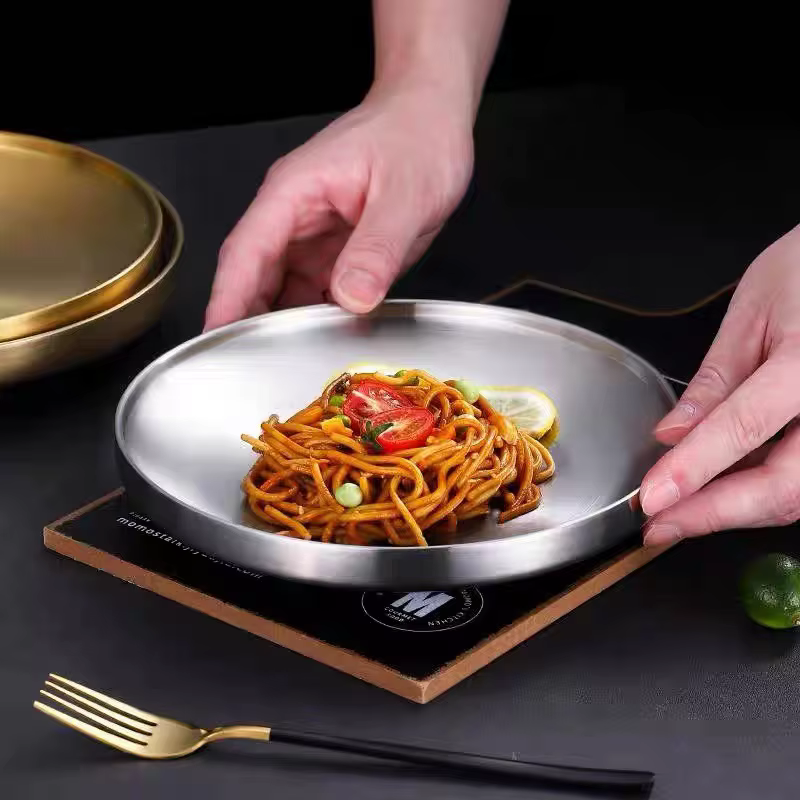 Assiette ronde en acier inoxydable 304