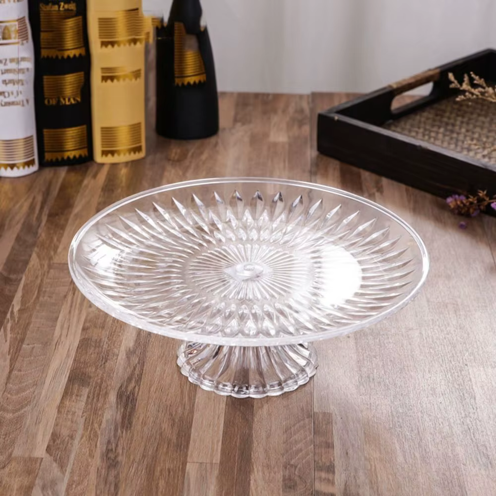 Assiette à gâteau multicouche en plastique transparent