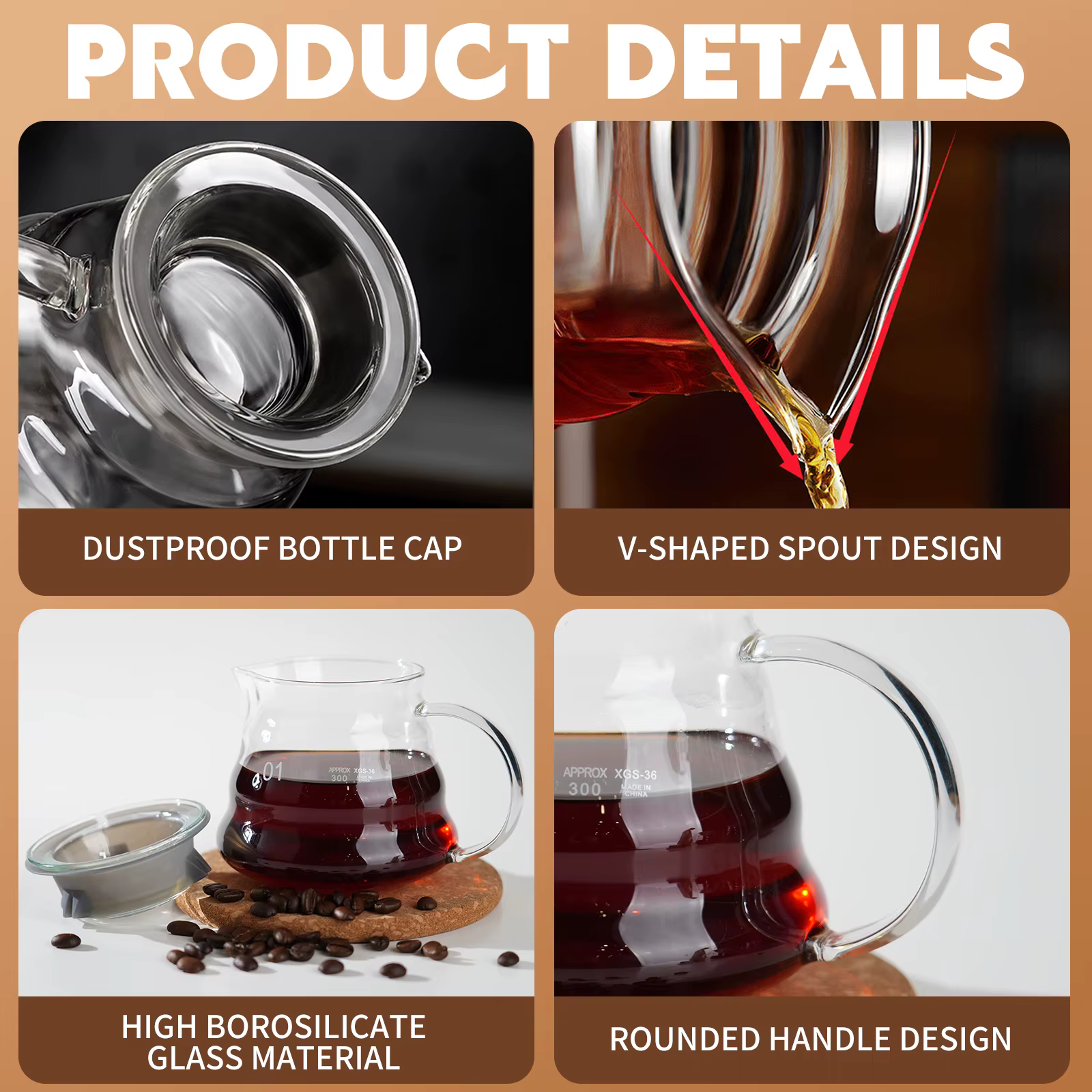 Ensemble de cafetière en verre artisanal avec couvercles