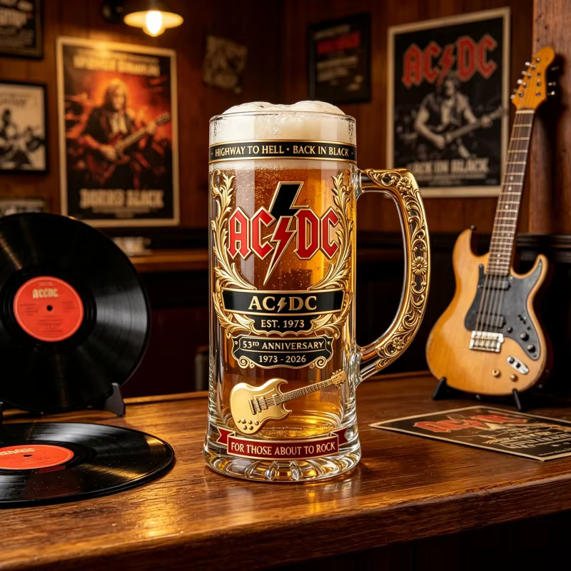 Verre à bière grande capacité AC/DC 53ème anniversaire du groupe, idéal pour les concerts de heavy metal, bars, pubs, fêtes, cadeau de collection pour les amateurs de rock