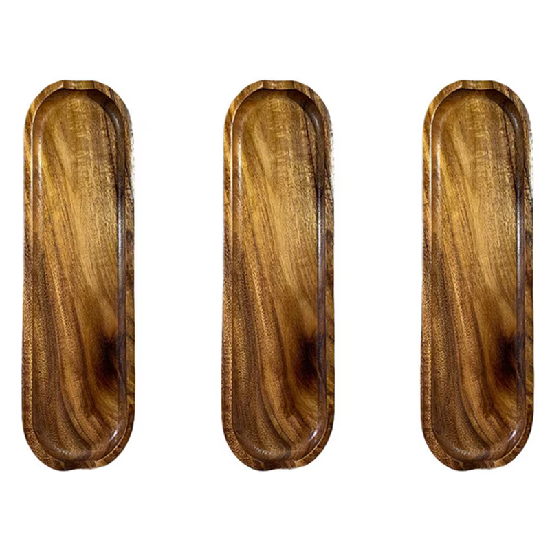 Assiette rectangulaire en bois de teck ABUN-3X