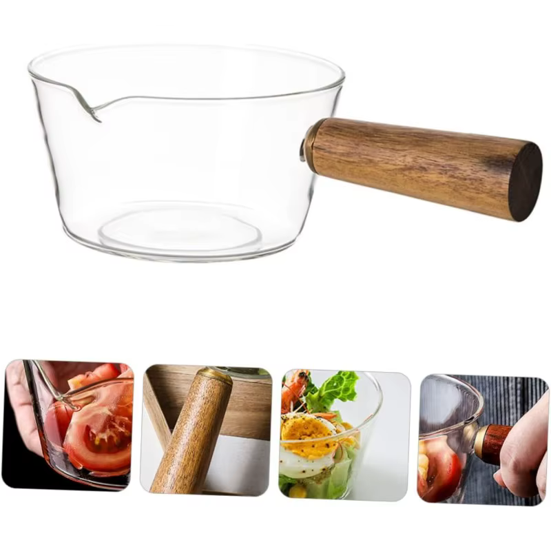 Pot en verre 400/600 ml avec poignée en bois