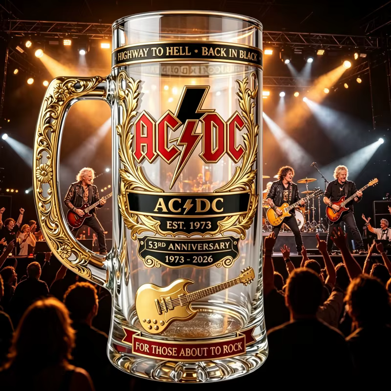 Verre à bière grande capacité AC/DC 53ème anniversaire du groupe, idéal pour les concerts de heavy metal, bars, pubs, fêtes, cadeau de collection pour les amateurs de rock