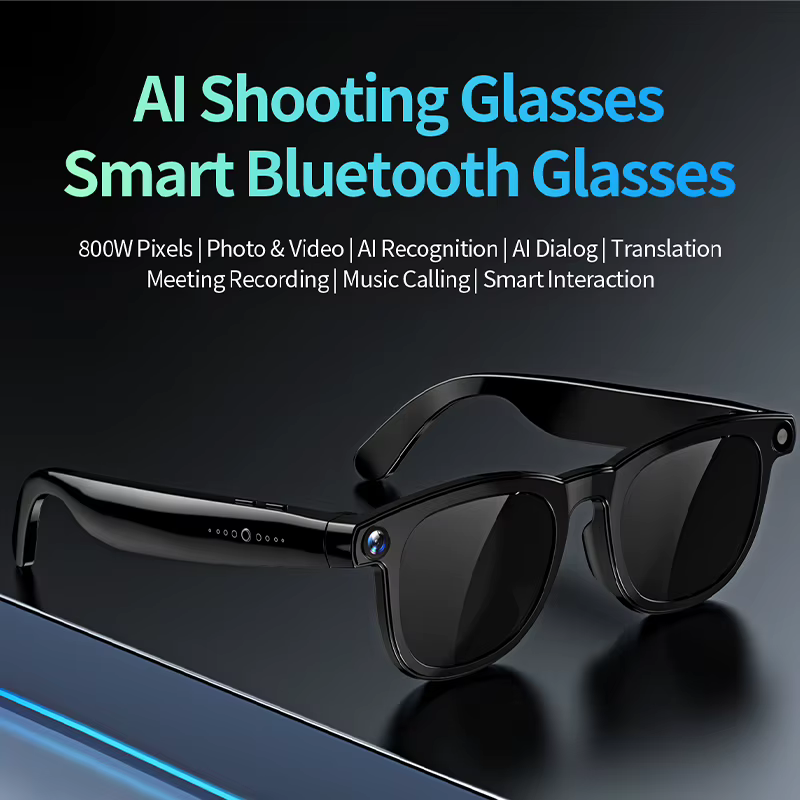 Nouvelles Lunettes Intelligentes 2026 : Assistant de Bureau IA, Traduction, Musique Sans Fil, Appels, Caméra HD 800W, Enregistrement Photo et Vidéo