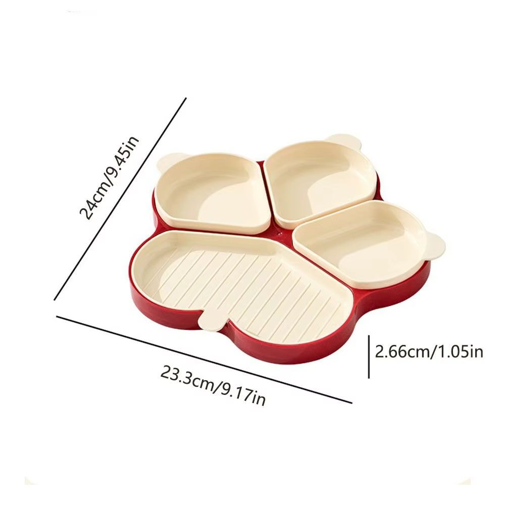 Assiette de préparation en plastique réutilisable à 4 compartiments