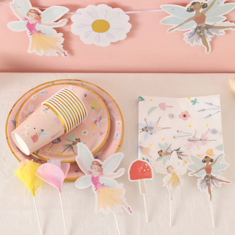 Ensemble de vaisselle Elf Flower Fairy pour fête d'anniversaire
