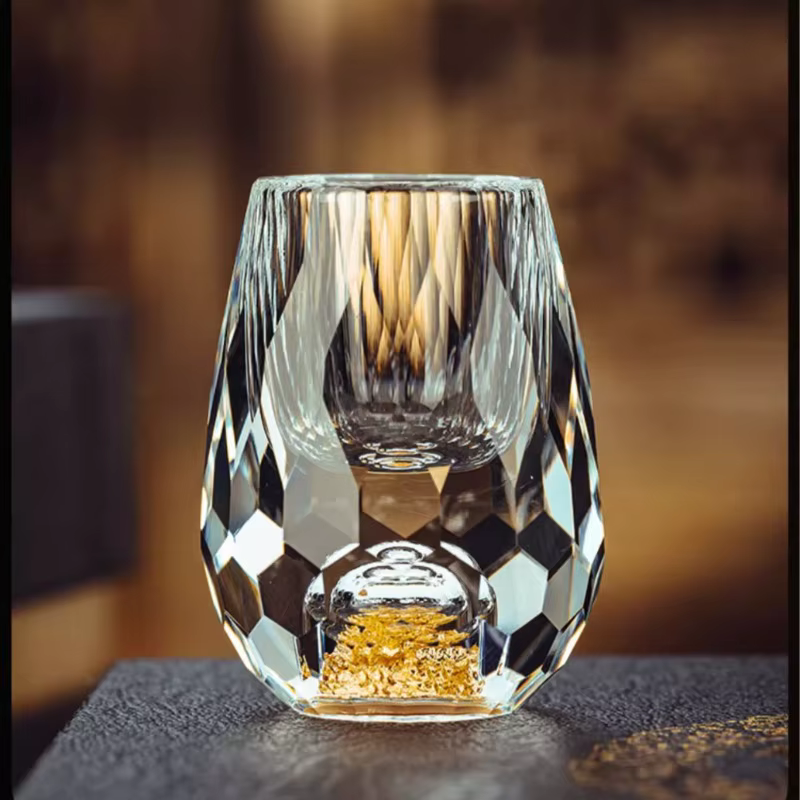 Verre à Shot de montagne doré en cristal luxueux