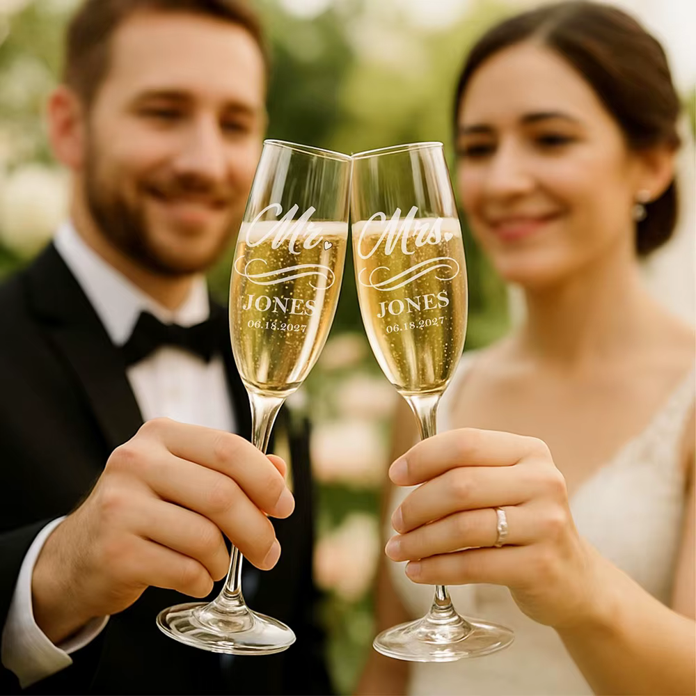 Ensemble de 2 verres à griller de mariage personnalisés