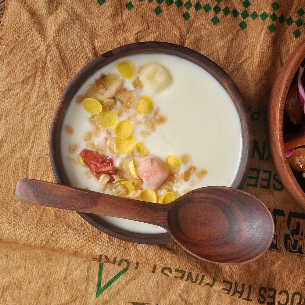 Jaswehome 1 pièce Bol à salade en bois d'acacia naturel fait main