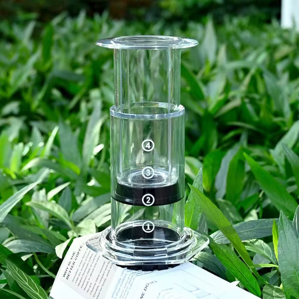 Partager Pot Portable bouilloire à café Transparent Style français presse cafetière anti-dérapant léger main Verser