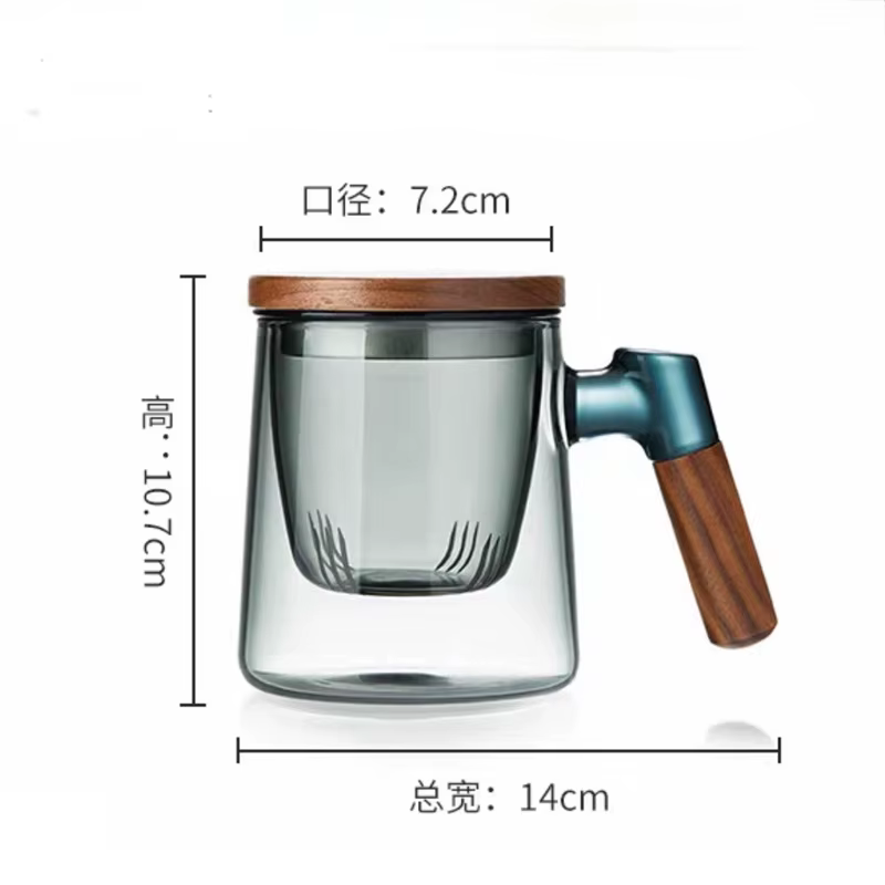 Tasse à thé en verre résistante à la chaleur de 400ml
