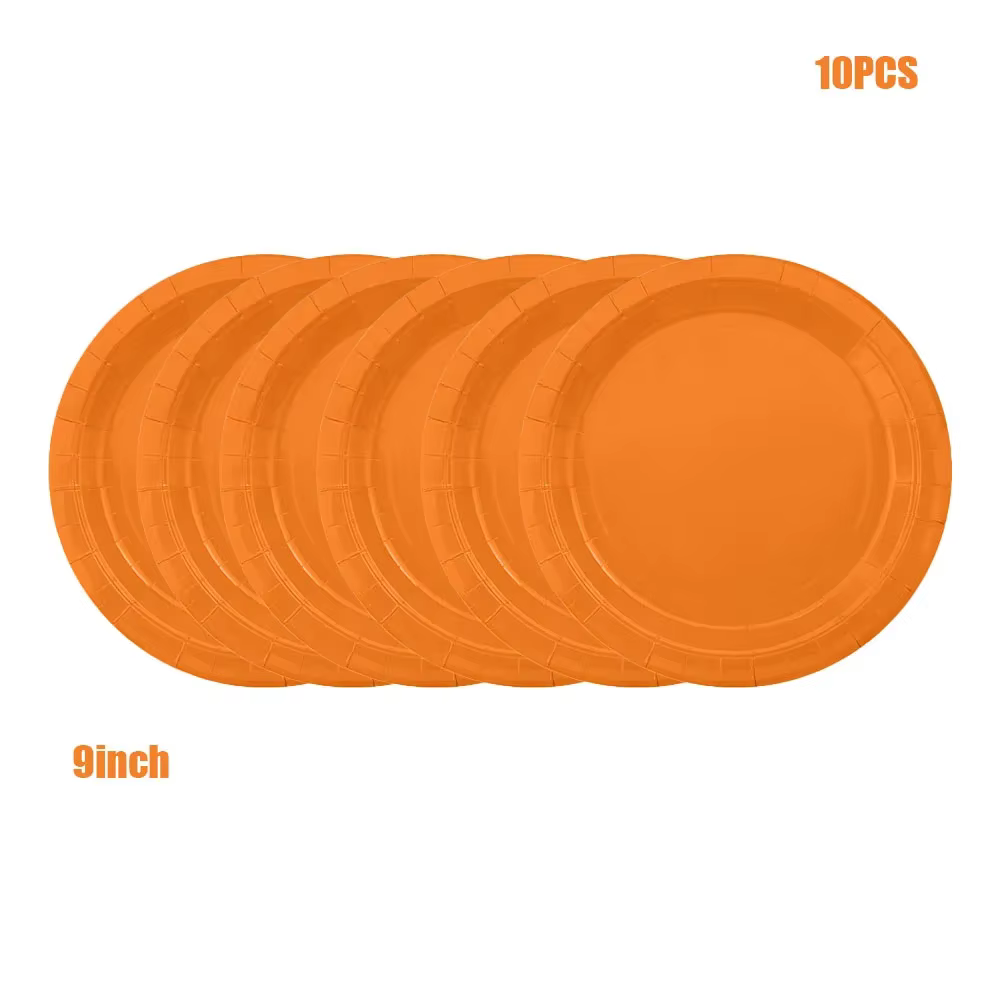 Vaisselle Jetable Orange Uni Assiettes En Papier Tasses Serviettes Nappe Décoration De Fête D'anniversaire Halloween Automne Thanksgiving Mariage Baby Shower Fournitures De Table Élégantes
