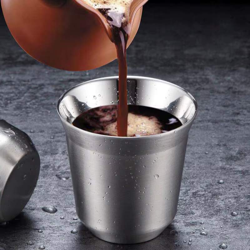 1 pièces 80ml 160ml 250ml Mini tasses à café de haute qualité en acier inoxydable Double paroi