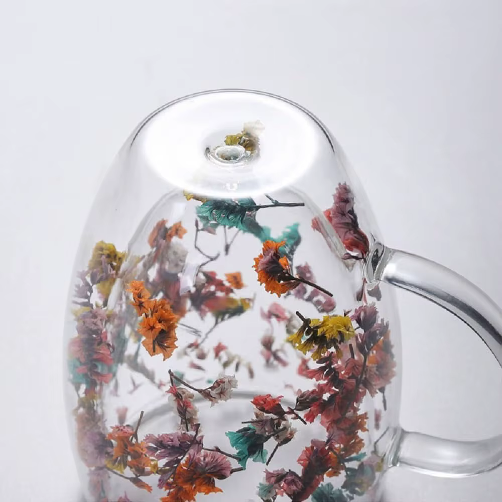 Tasse à café en verre à fleurs à Double paroi de 300ML