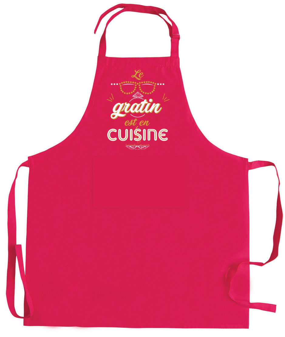 Tablier de cuisine Peps recyl Le gratin avec poche Rose 90 x 72