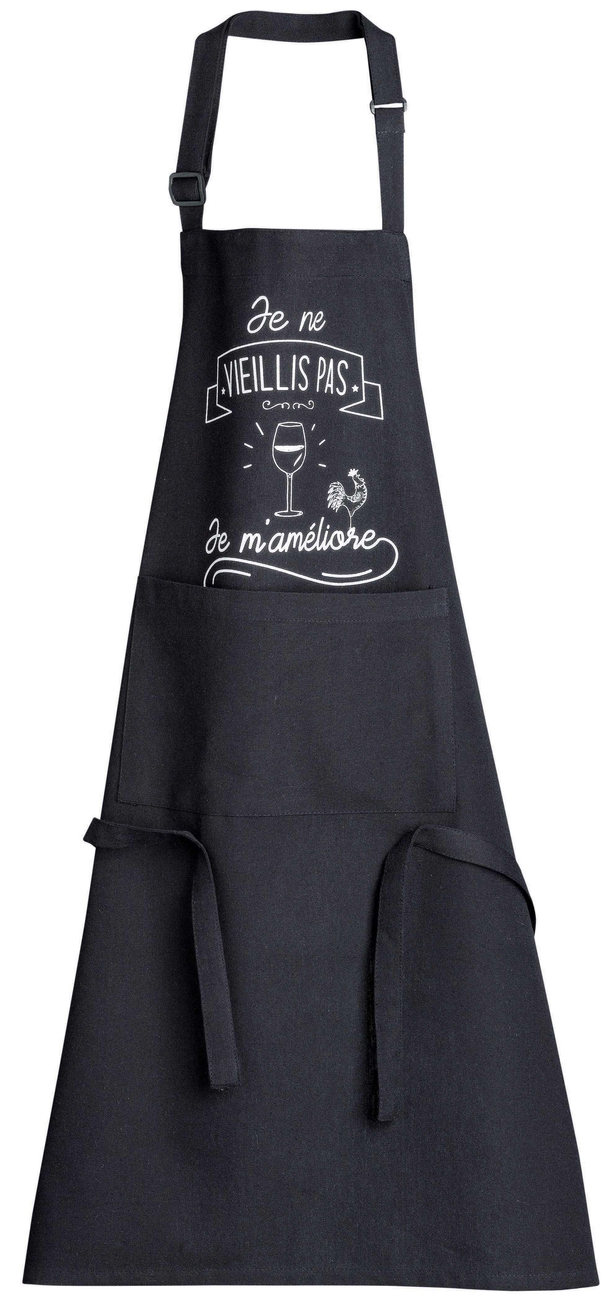 Tablier de cuisine Je m'amliore recycl Noir 72 x 90
