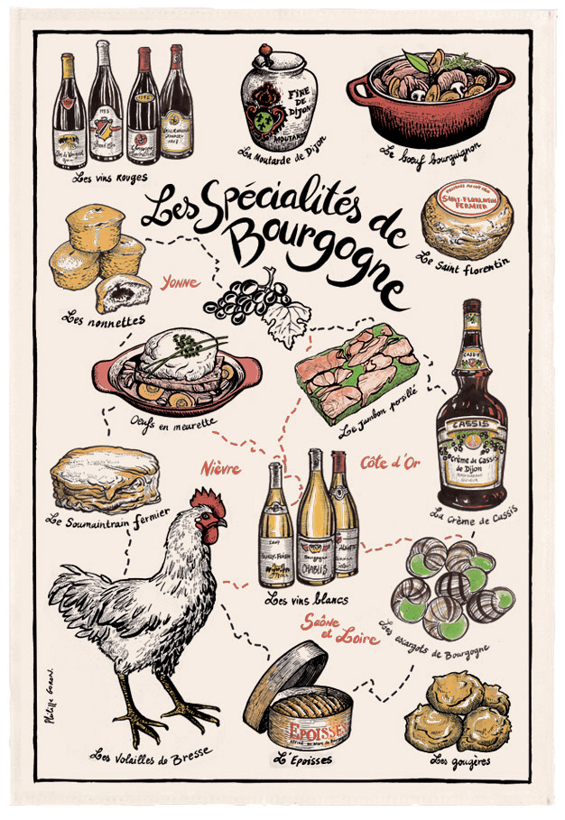 Torchon Specialits de Bourgogne Ecru 48 X 72