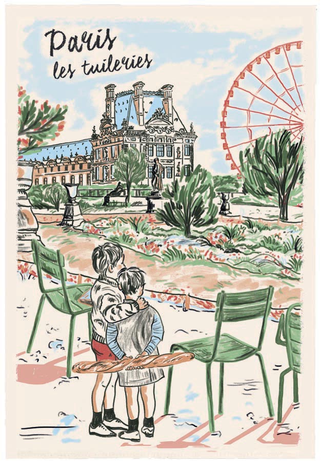 Torchon Paris Les tuileries Ecru 48 x 72