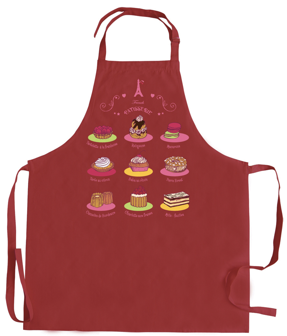 Tablier de cuisine sans poche French Ptisserie recycl Rouge 72 x 90