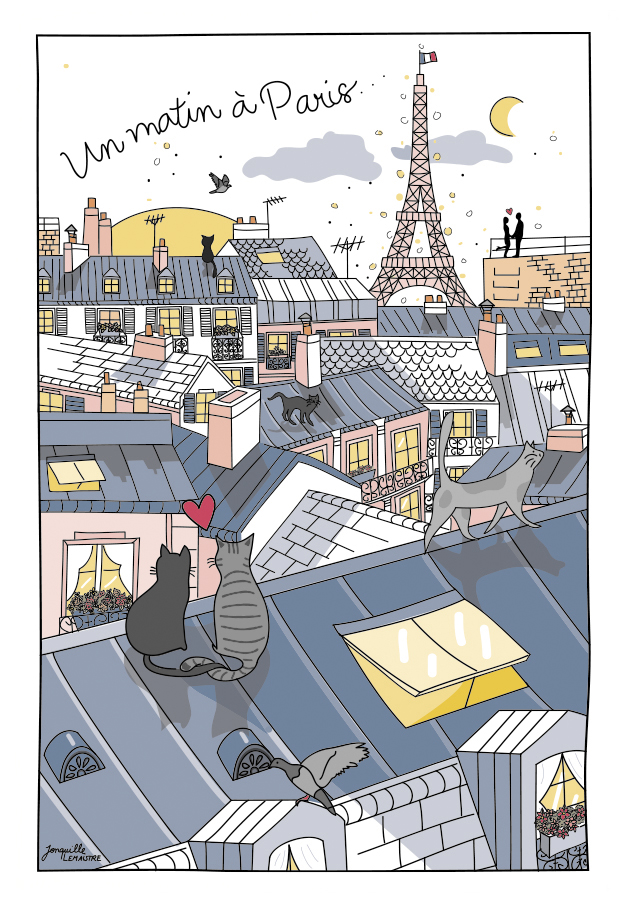 Torchon Toits de Paris Blanc 48 x 72