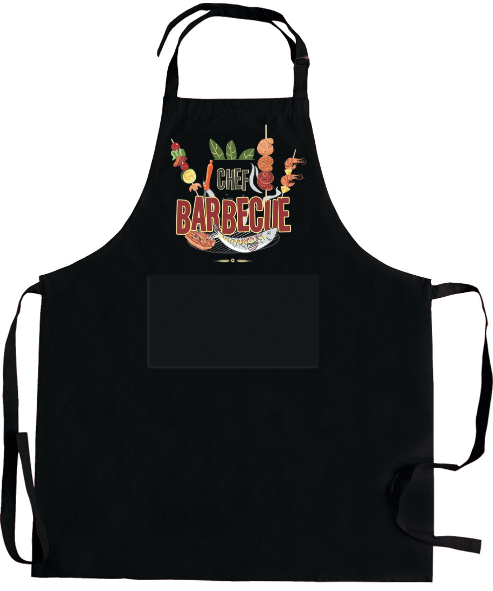Tablier de cuisine Barbecue avec poche recycl Noir 72 x 90